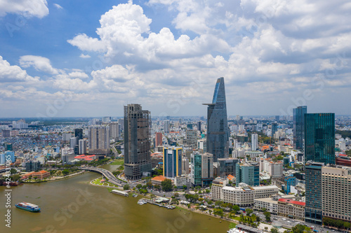 Aerial cityscape photo of Ho Chi Minh city - Saigon, Vietnam 