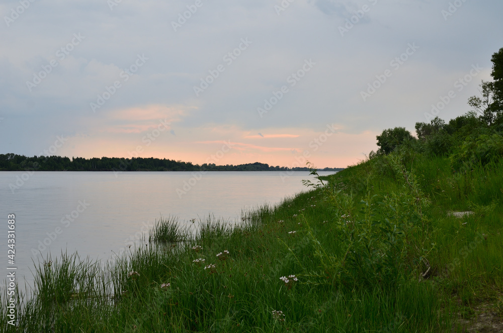 Evening on the banks of the Irtysh, Omsk Region, Siberia, Russia