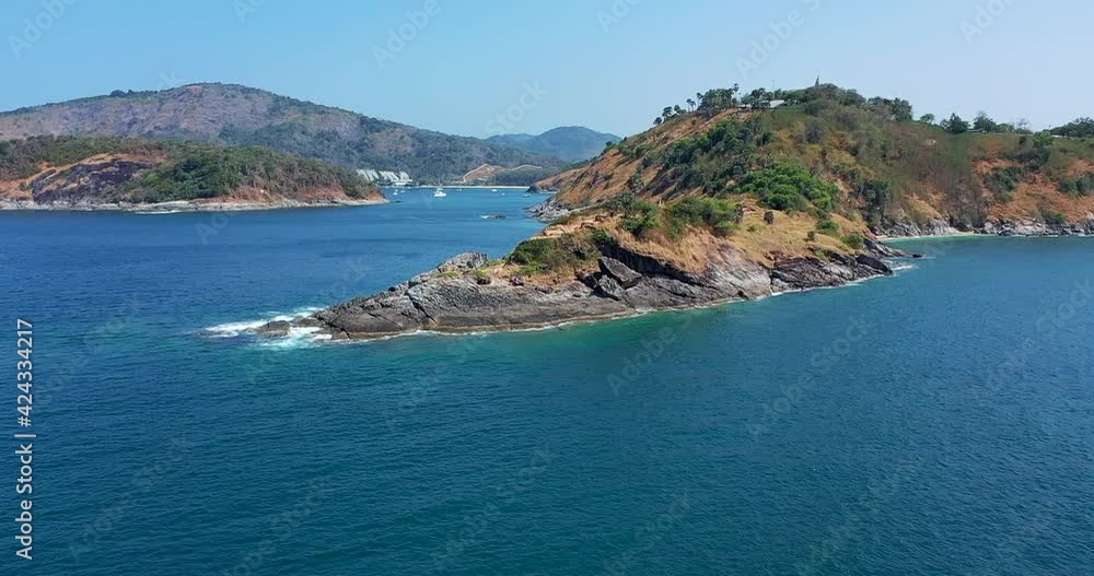 Promthep Cape Beautiful Landscape Aerial View High quality FullHD footage water with a mountain in the background. Promthep Cape Beautiful Landscape Aerial View High quality FullHD footage water with a mountain in the background.
