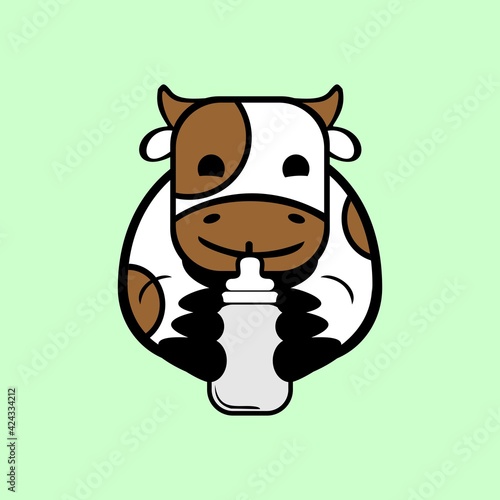 cow with bottle milk logo