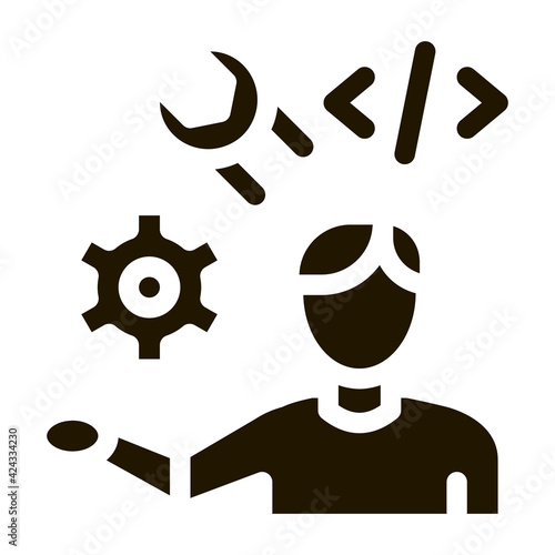 front end developer glyph icon vector. front end developer sign. isolated symbol illustration