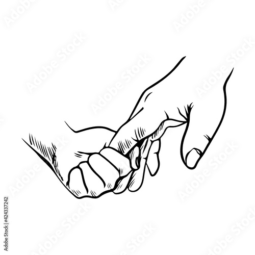 Hand Father and Son handdrawn illustration