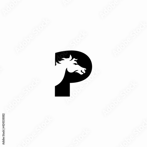 Horse and letter p Logo Template Vector icon illustration design