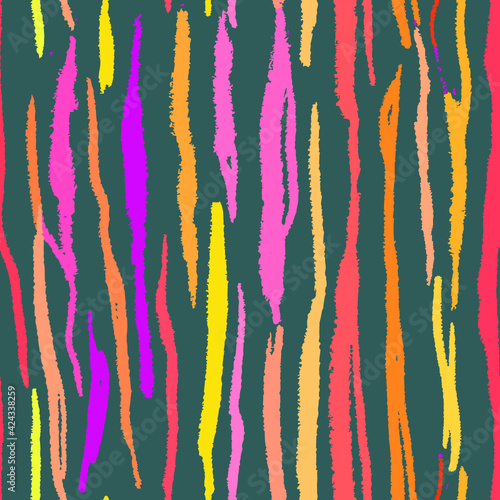 Seamless colorful animal skin texture of tiger. Wildcat fur pattern design.	