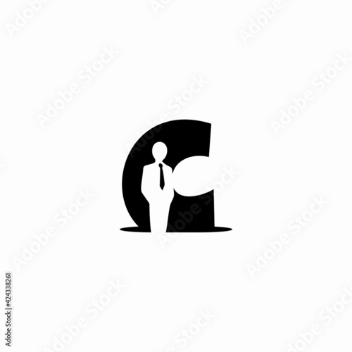 letter c and business man vector logo illustration