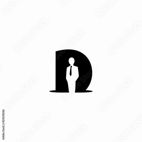 letter d and business man vector logo illustration