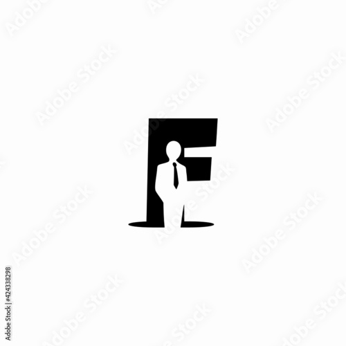 letter f and business man vector logo illustration