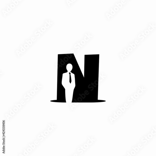letter n and business man vector logo illustration