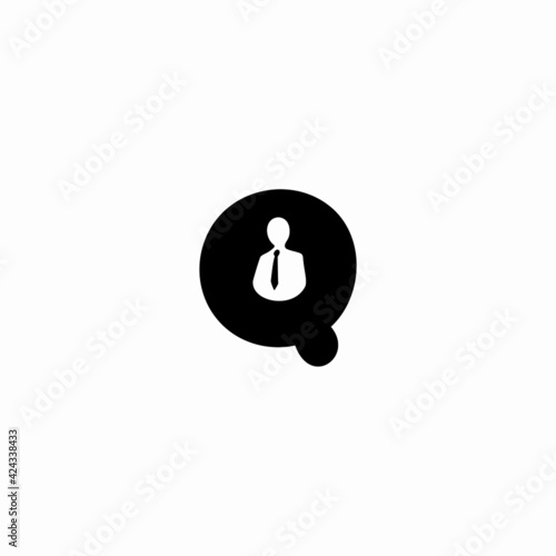 letter q and business man vector logo illustration
