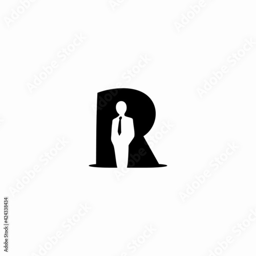 letter r and business man vector logo illustration