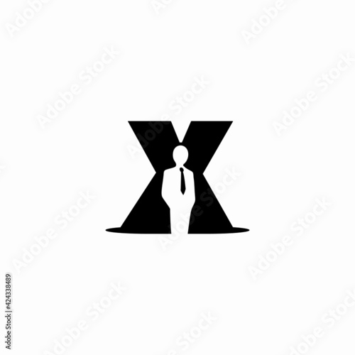 letter x and business man vector logo illustration
