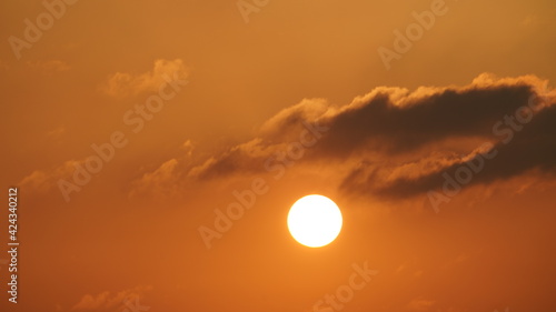 The beautiful sunset view in the city with the colorful clouds sky