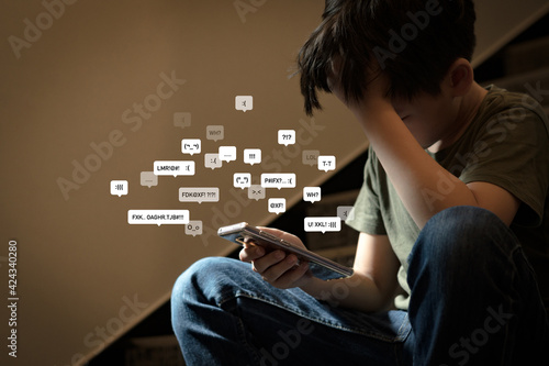 Slika na platnu Cyberbullying - social media harassment concept
