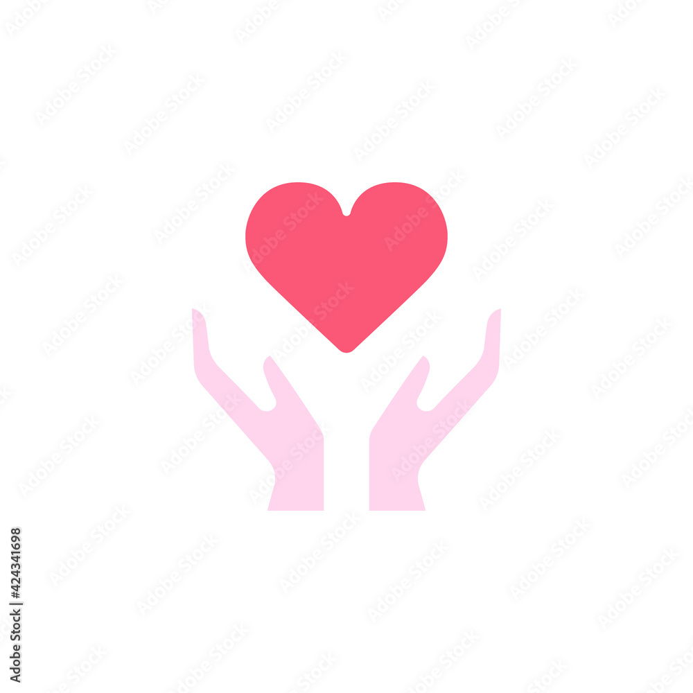 Hand heart color icon. Simple flat style. Holding, pictogram, care, graphic, life, health, save, love, give, charity concept. Vector illustration isolated on white background. EPS 10 Hand heart color icon. Simple flat style. Holding, pictogram, care, graphic, life, health, save, love, give, charity concept. Vector illustration isolated on white background. EPS 10