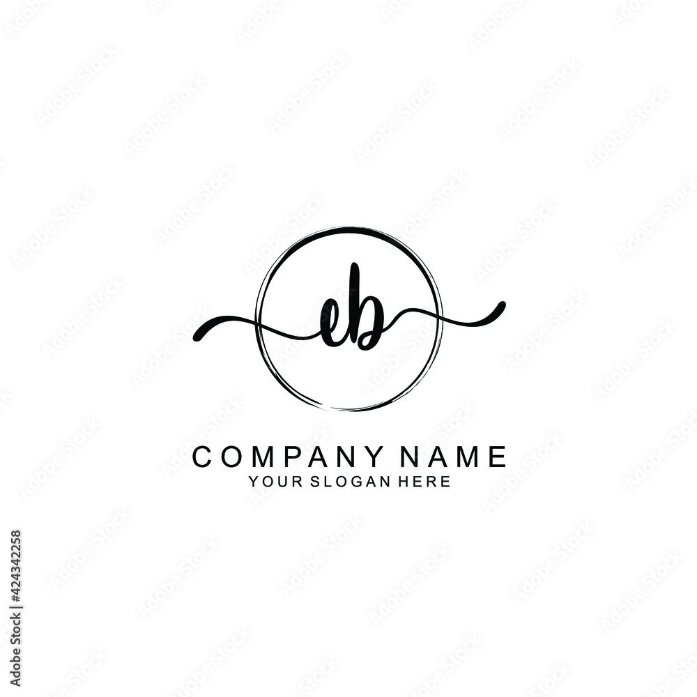 EB Initials handwritten minimalistic logo template vector