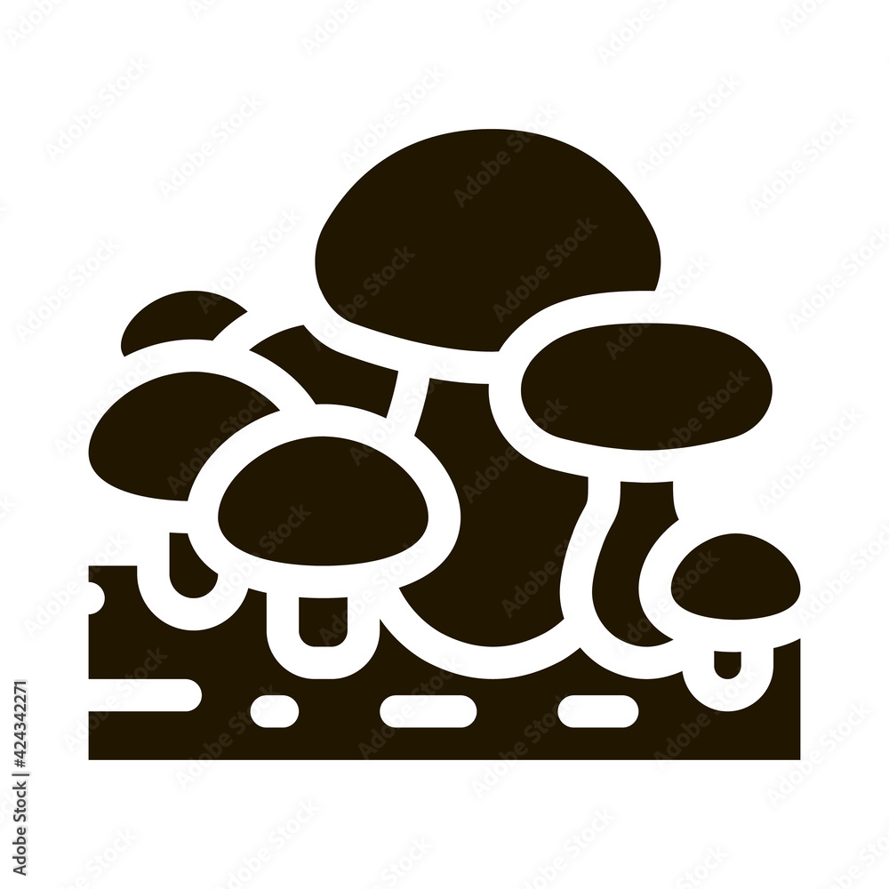 growing mushroom glyph icon vector. growing mushroom sign. isolated symbol illustration growing mushroom glyph icon vector. growing mushroom sign. isolated symbol illustration