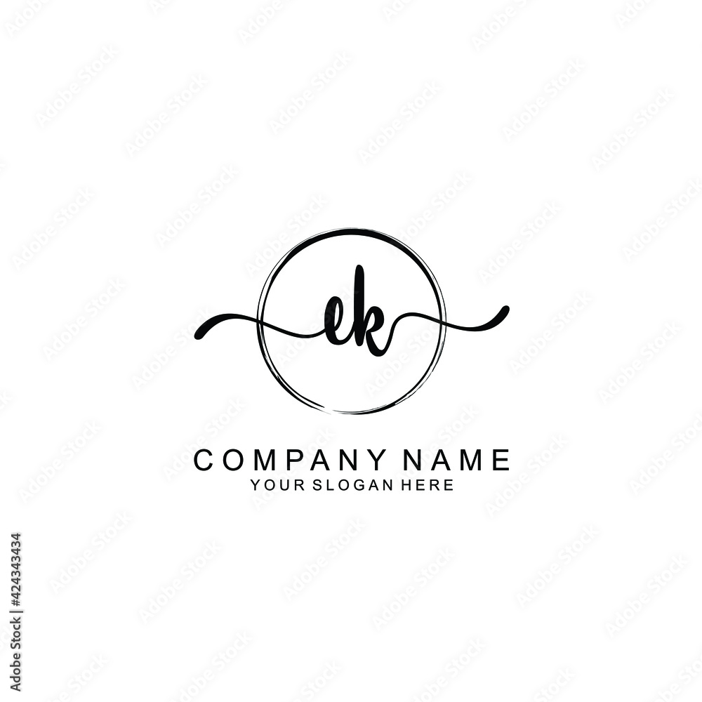 EK Initials handwritten minimalistic logo template vector EK Initials handwritten minimalistic logo template vector