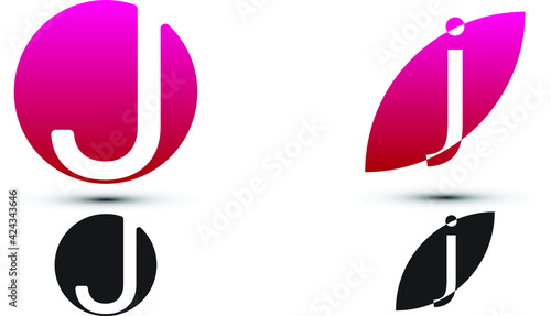 j letter logo with two styles and gradient colors