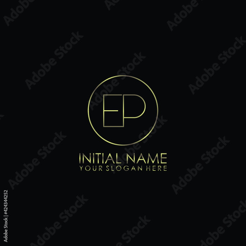EP Initials handwritten minimalistic logo template vector