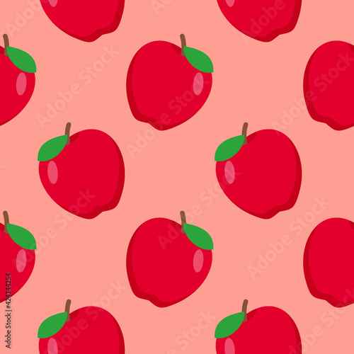 apple seamless pattern flat design vector illustration