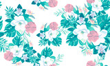 Gray Seamless Design. Navy Pattern Leaves. Blue Tropical Texture. White Floral Vintage. Cobalt Flora Background. Indigo Watercolor Plant. Decoration Leaves.
