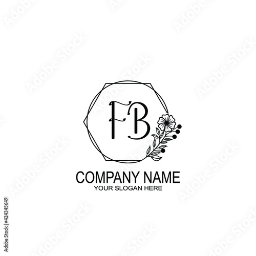 F Initials handwritten minimalistic logo template vector
