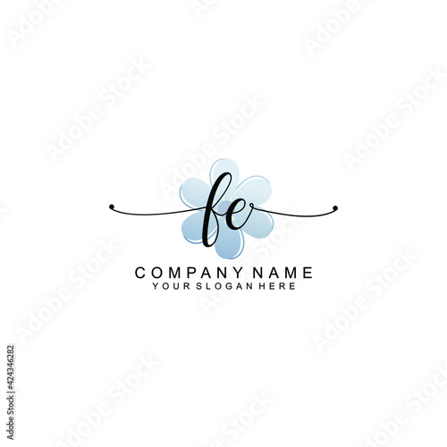 FE Initials handwritten minimalistic logo template vector
