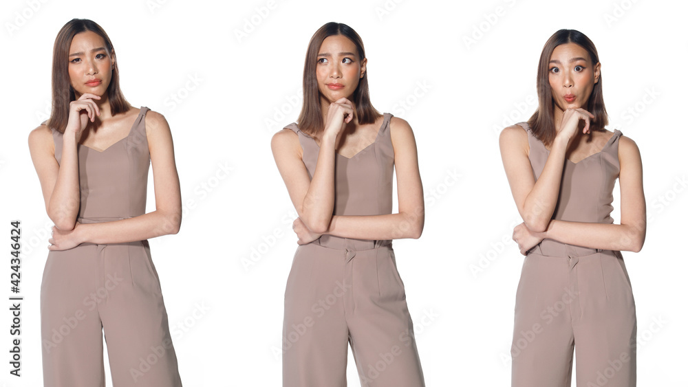 Asian Woman half body portrait express feeling emotion, isolated Asian Woman half body portrait express feeling emotion, isolated