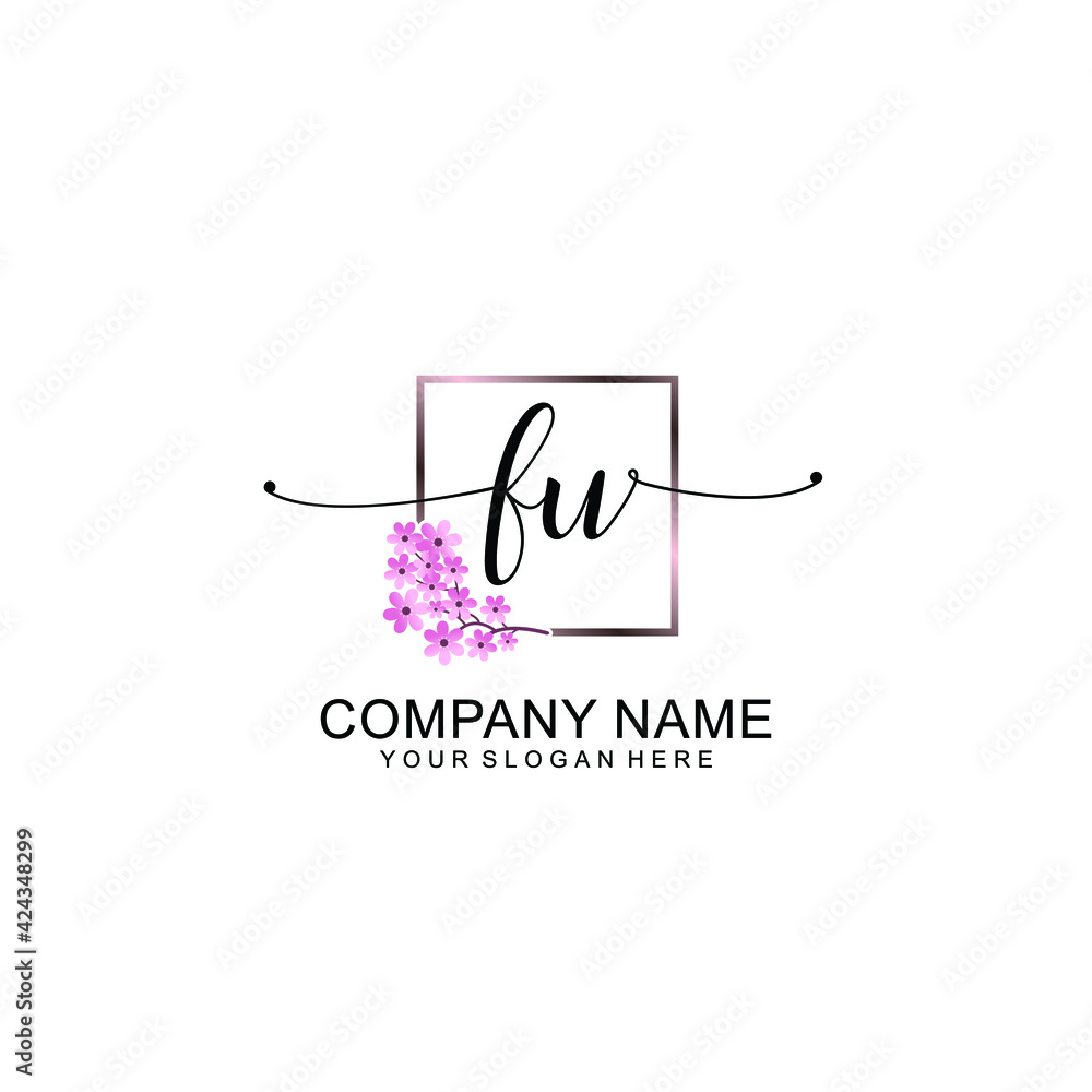 FU Initials handwritten minimalistic logo template vector