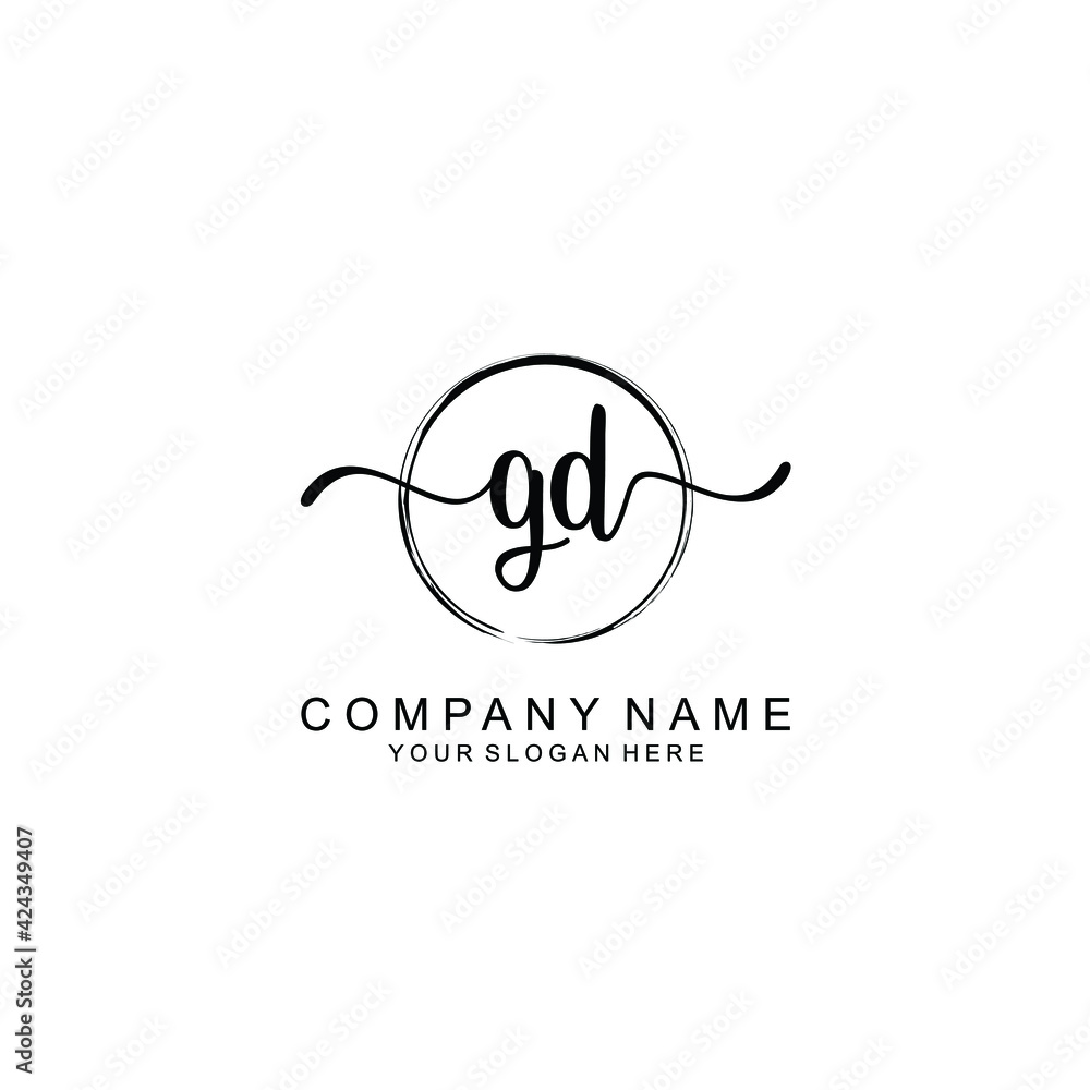 GD Initials handwritten minimalistic logo template vector GD Initials handwritten minimalistic logo template vector