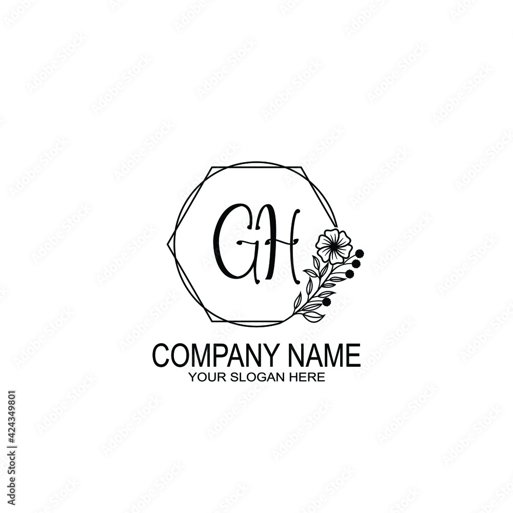 GH Initials handwritten minimalistic logo template vector GH Initials handwritten minimalistic logo template vector