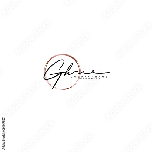 GH Initials handwritten minimalistic logo template vector