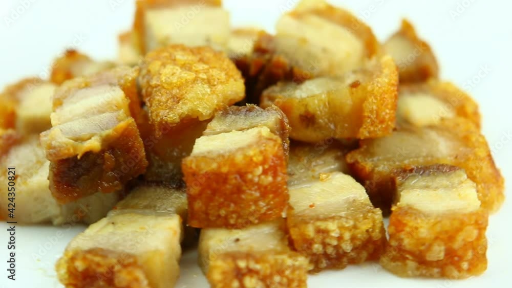 crispy pork on plate , in studio Chiangmai Thailand. crispy pork on plate , in studio Chiangmai Thailand.