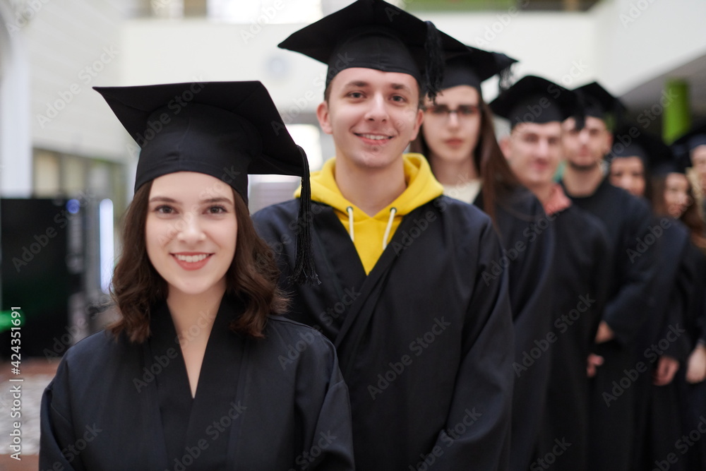Group of diverse international graduating students celebrating Group of diverse international graduating students celebrating