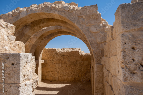 Remains of Avdat or Abdah and Ovdat and Obodat, ruined Nabataean city in the Negev desert. Israel