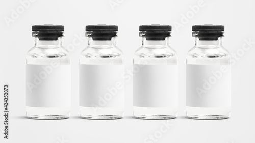 Medicine glass vials with blank white label