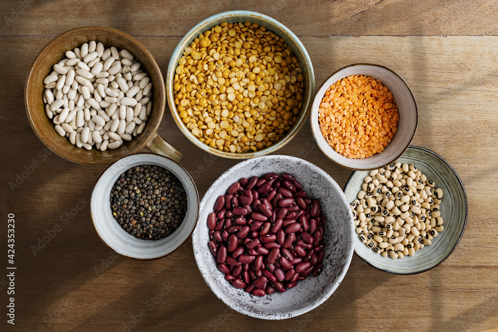 Lentils and beans flat lay food photography Lentils and beans flat lay food photography
