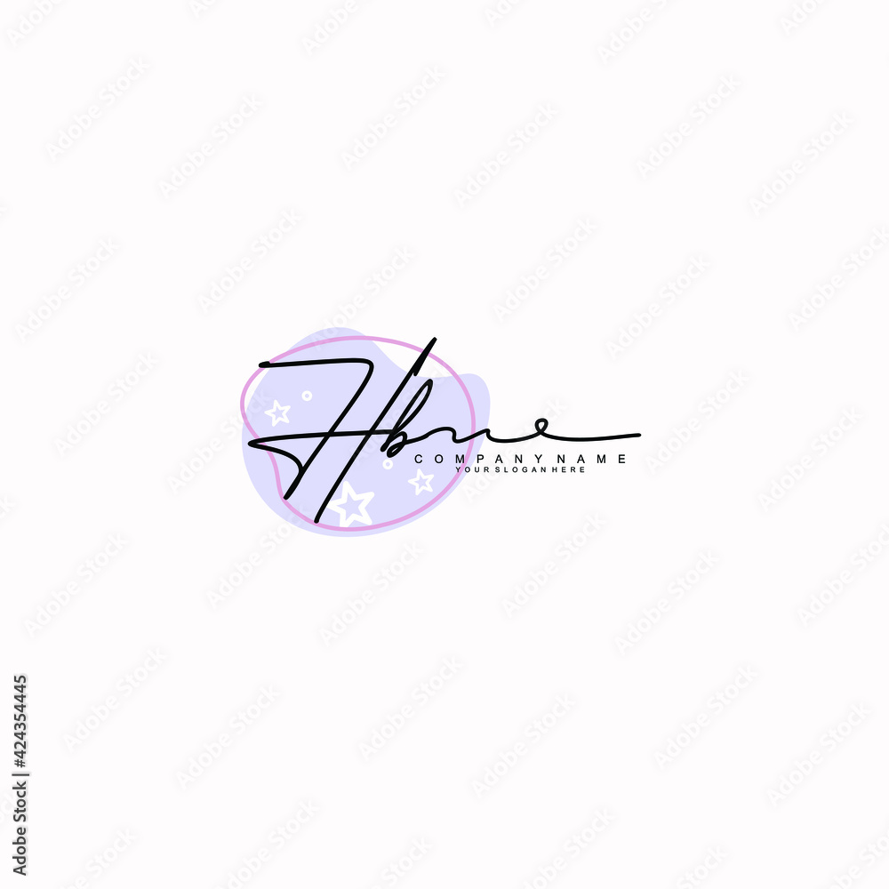 HB Initials handwritten minimalistic logo template vector