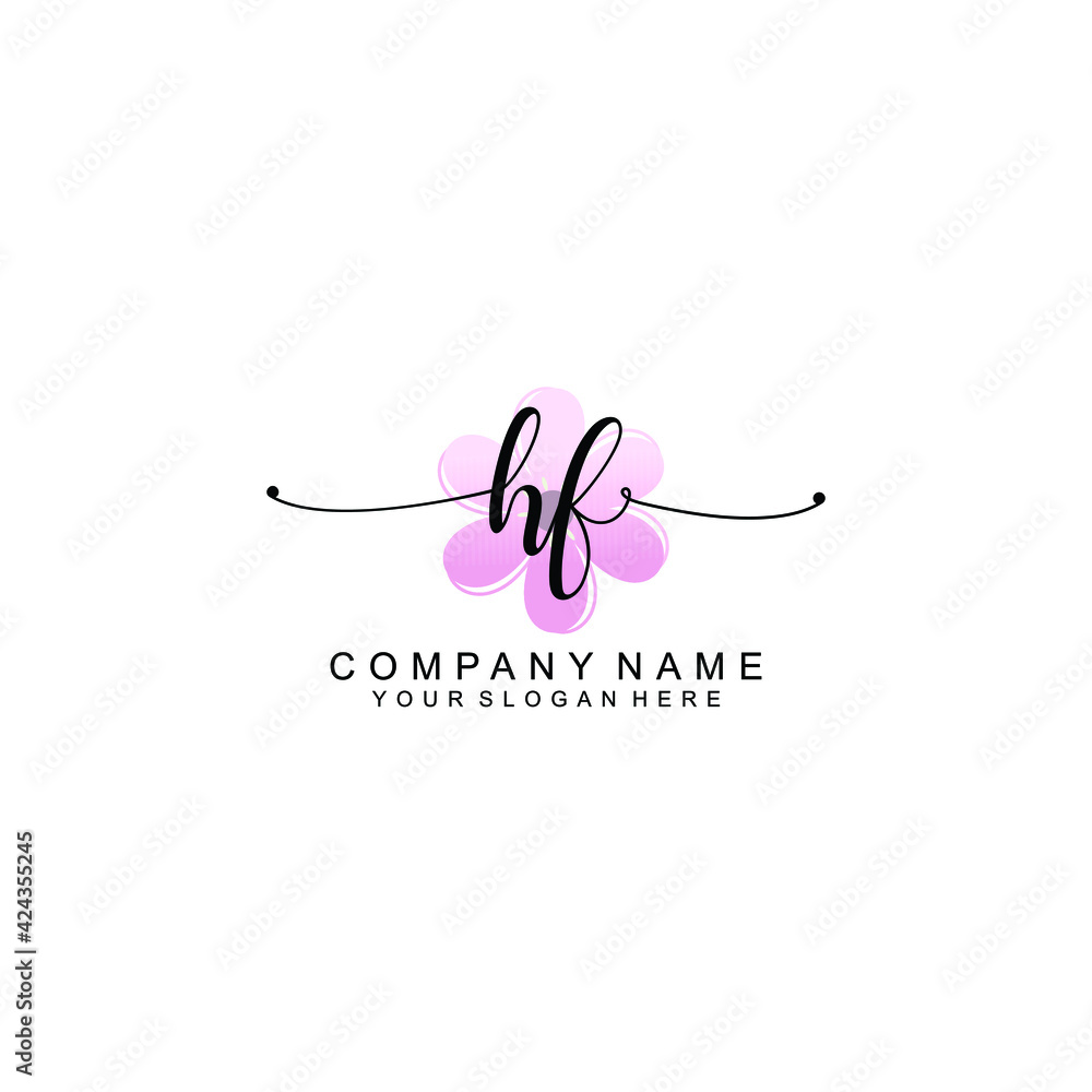 HF Initials handwritten minimalistic logo template vector HF Initials handwritten minimalistic logo template vector