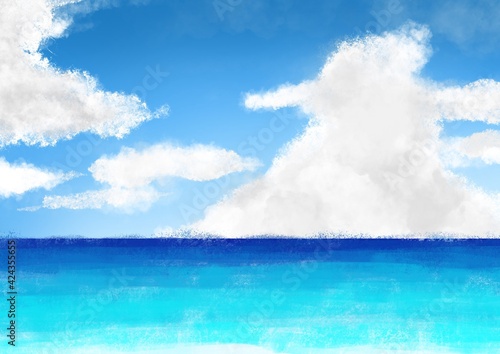 夏の海と空　背景 © soranoiro