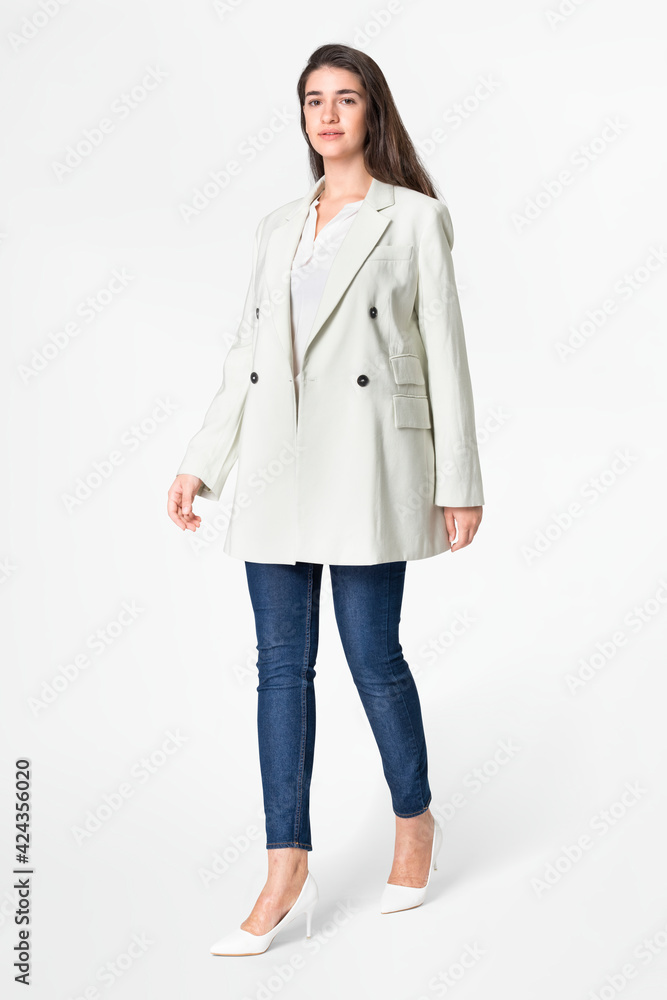 White women’s coat outerwear casual fashion full body White women’s coat outerwear casual fashion full body