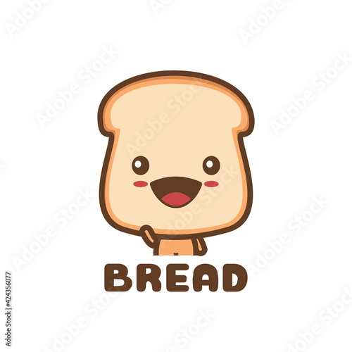 cute bun with a happy expression. food mascot template.