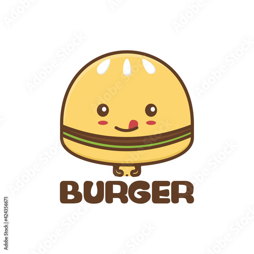 cute burger mascot cartoon