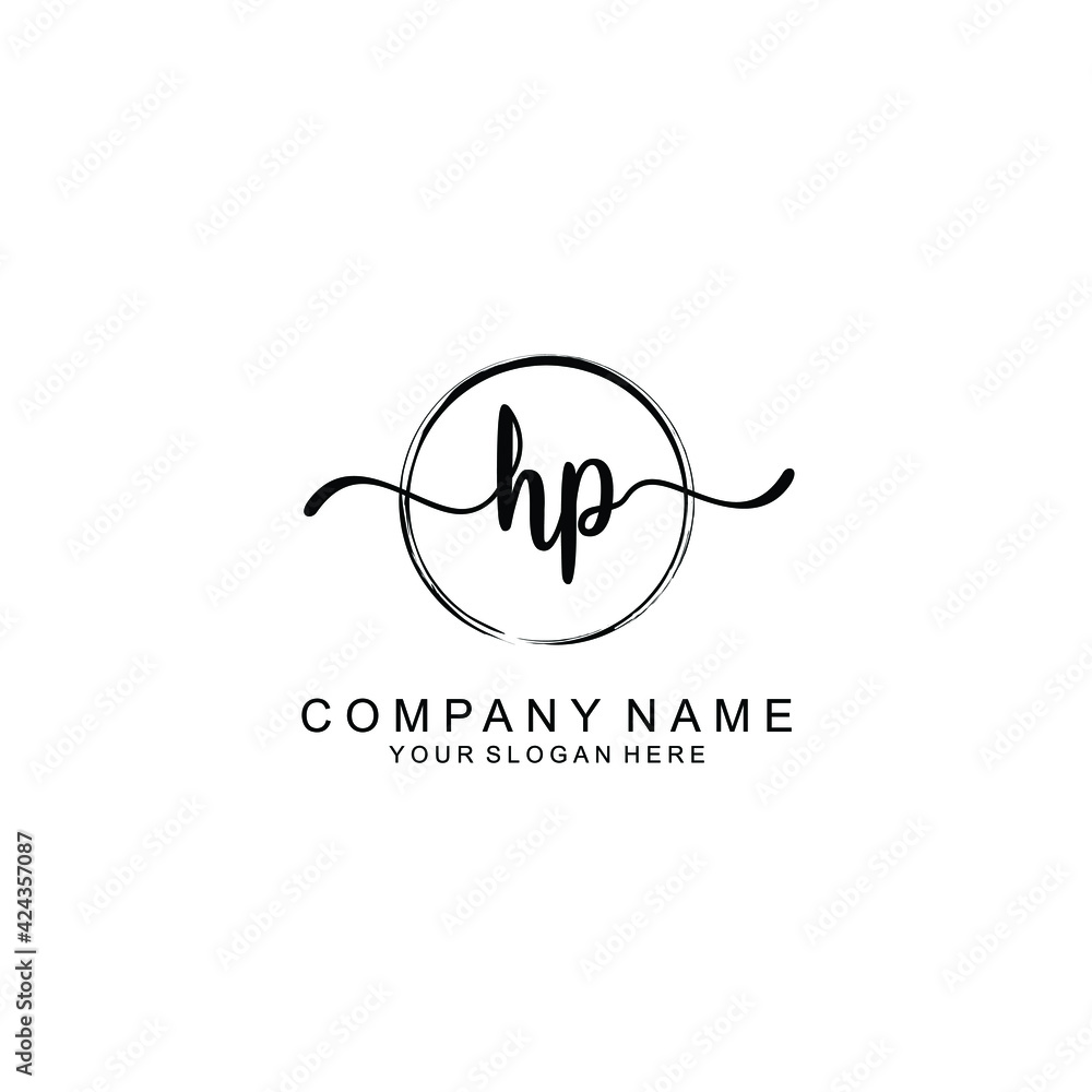 HP Initials handwritten minimalistic logo template vector HP Initials handwritten minimalistic logo template vector