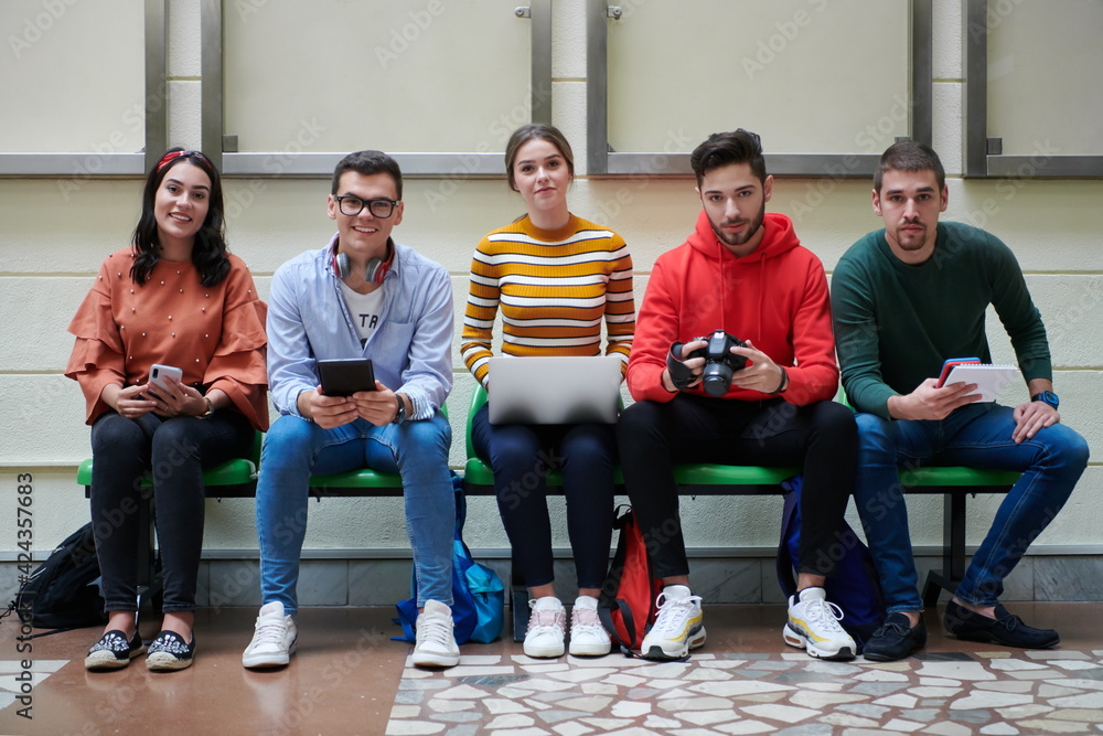 Fototapeta premium students use modern technology in school to create projects