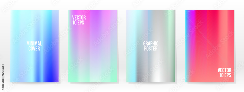 Fototapeta premium Holographic Poster Set Iridescent Technology Cover