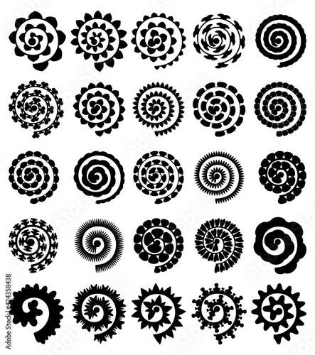 Rolled Paper Flower. Paper Cut Template Isolated on White.