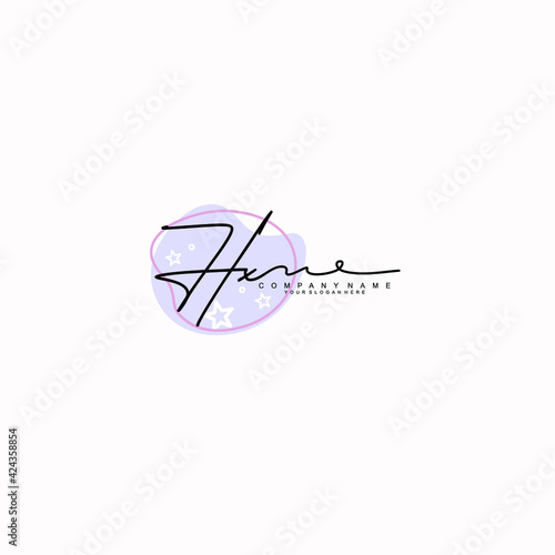 HX Initials handwritten minimalistic logo template vector