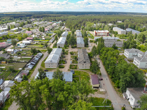 Aerial view of the village (Strizhi, Kirov region, Russia) photo