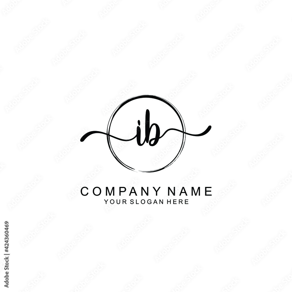 IB Initials handwritten minimalistic logo template vector IB Initials handwritten minimalistic logo template vector